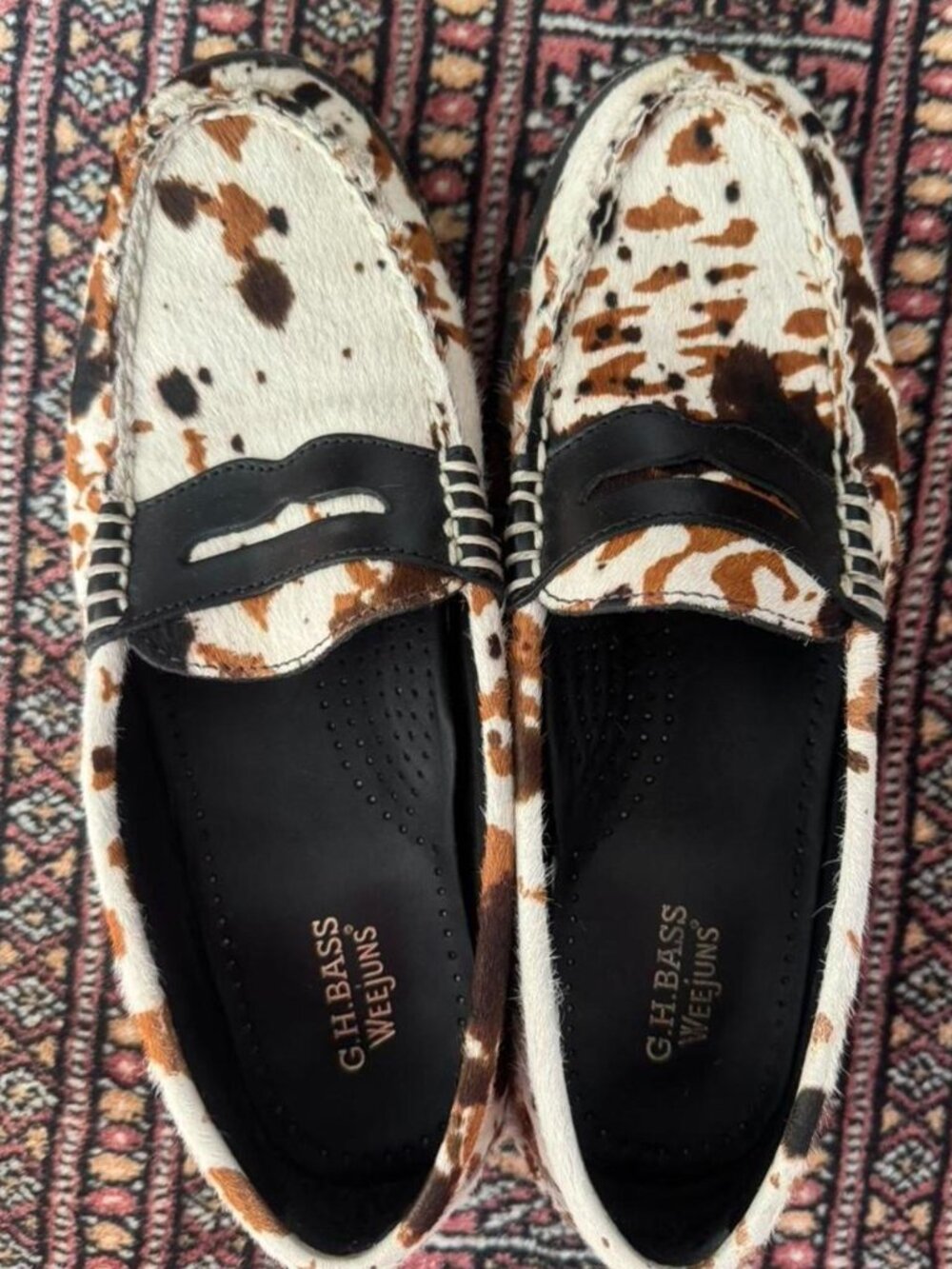 GH Bass cow print loafers